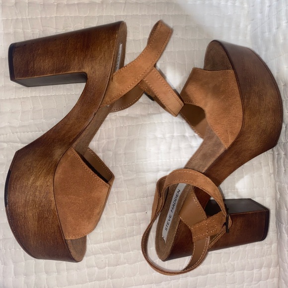 Steve Madden Lulla Black Suede Leather Platform Sandals - Picture 6 of 9